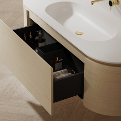Factory Supply Quality Assurance Wood Grain Oval Bathroom Vanity Unit With Basin TW-5011