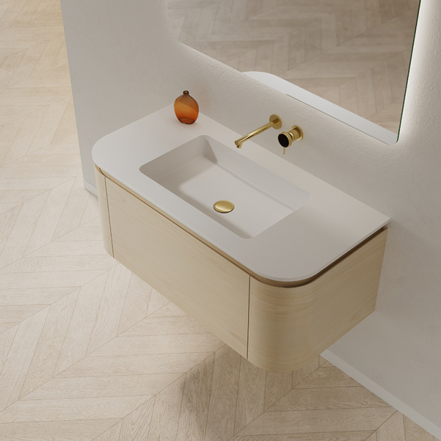 Quality Wholesale Unique Design Single Basin Wood Color Wall Hung Bathroom Vanity TW-5601