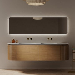 China Wholesale Factory Undercounter Double Basins Wood Color Oval Bathroom Vanity TW-5012