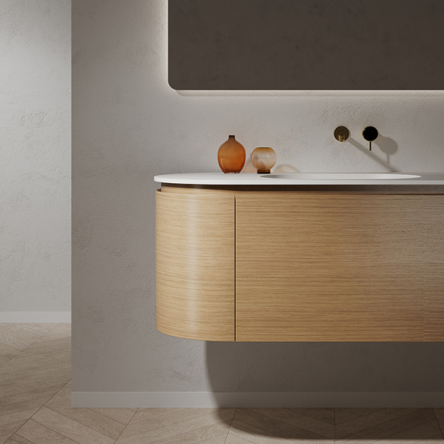 China Wholesale Factory Undercounter Double Basins Wood Color Oval Bathroom Vanity TW-5012