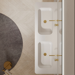 Wholesale Fashion Wood Grain Floating Bathroom Vanity Unit With Double Sinks TW-5502