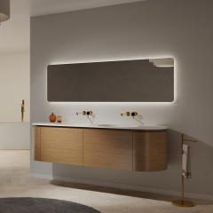 China Wholesale Factory Undercounter Double Basins Wood Color Oval Bathroom Vanity TW-5012