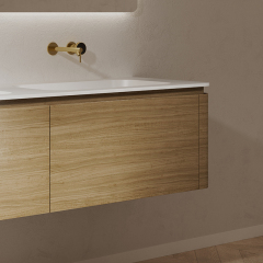 Wholesale Fashion Wood Grain Floating Bathroom Vanity Unit With Double Sinks TW-5502