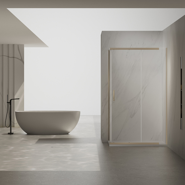 Factory Supply Quality Assurance Sliding Corner Shower Enclosure in Sandblasted Gold TW06-L-31