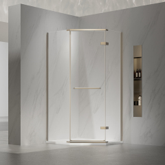 Factory Wholesale Hinged Neo Angle Corner Shower Doors In Sandblasted Gold TW08-D-31