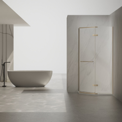 Factory Wholesale Hinged Neo Angle Corner Shower Doors In Sandblasted Gold TW08-D-31