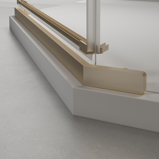 Factory Wholesale Hinged Neo Angle Corner Shower Doors In Sandblasted Gold TW08-D-31