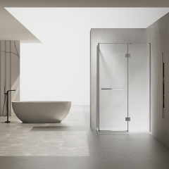 China Wholesale Factory Hinged Semi-Frameless Corner Shower Door Sandblasted Gray TW11-L-31