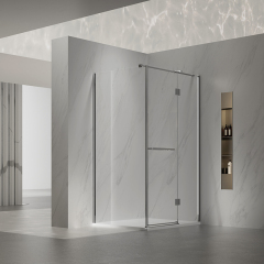 China Wholesale Factory Hinged Semi-Frameless Corner Shower Door Sandblasted Gray TW11-L-31