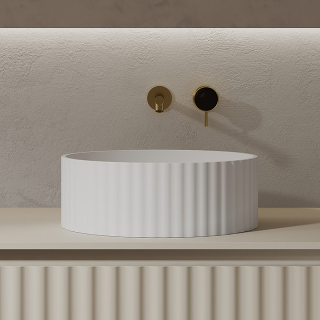 Hot Style Wholesale Artificial Stone Fluted Round Counter Top Basin XR-A005