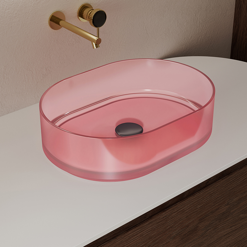 Popular Wholesale Designer Transparent Oval Counter Top Basin XR-A001T