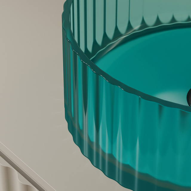 Wholesale Fashion Designer Fluted Round Transparent Counter Top Basin XR-A005T