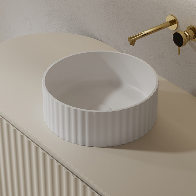 Hot Style Wholesale Artificial Stone Fluted Round Counter Top Basin XR-A005