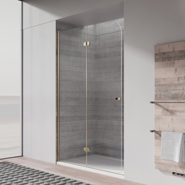 China Wholesale Factory Brushed Gold Semi-Frameless Hinged Shower Enclosure TW10-S-22