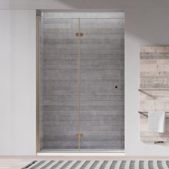 China Wholesale Factory Brushed Gold Semi-Frameless Hinged Shower Enclosure TW10-S-22