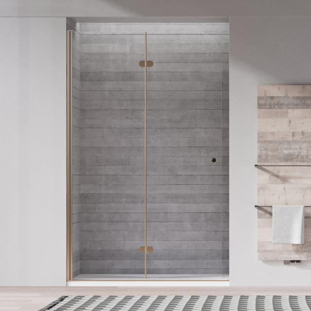 China Wholesale Factory Brushed Gold Semi-Frameless Hinged Shower Enclosure TW10-S-22