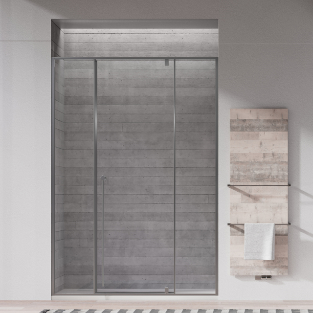 Factory Supply Quality Assurance Pivot Alcove Shower Enclosure Brushed Gray TW13-S-31