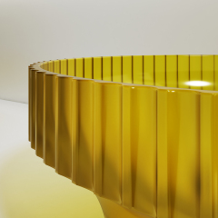 Popular Wholesale Designer Transparent Unique Fluted Counter Top Basin XR-A009T