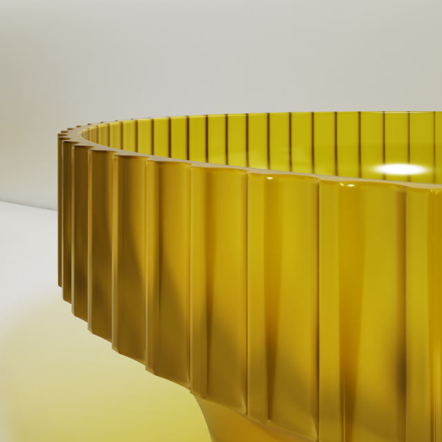 Popular Wholesale Designer Transparent Unique Fluted Counter Top Basin XR-A009T