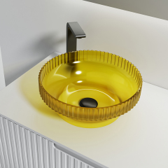 Popular Wholesale Designer Transparent Unique Fluted Counter Top Basin XR-A009T