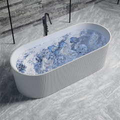 Quality Wholesale Unique Design Oval Fluted Bubble Constant Temperature Heated Massage Bathtub TW-8301M