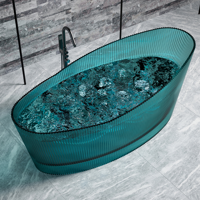 Hot Style Wholesale Freestanding Fluted Transparent Bubble Massage Bathtub TW-8308TM
