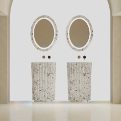 China Wholesale Factory Solid Surface Silver Pattern Freestanding Bathroom Sink TW-8681ZS