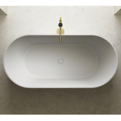 Quality Wholesale Unique Design Freestanding Solid Surface Silver Pattern Flunted Oval Bathtub TW-8681S