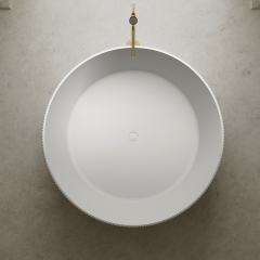 Popular Wholesale Designer Freestanding Round Solid Surface Silver Pattern Flunted Bathtub TW-8689S