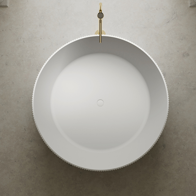 Popular Wholesale Designer Freestanding Round Solid Surface Silver Pattern Flunted Bathtub TW-8689S