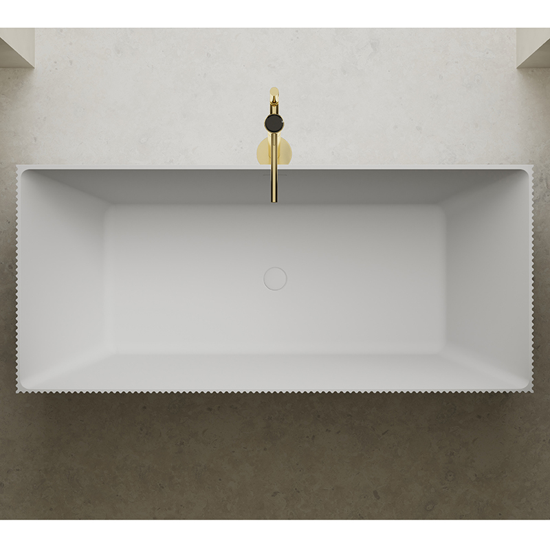 Hot Style Wholesale Freestanding Solid Surface Silver Pattern Flunted Rectangular Bathtub TW-8685S