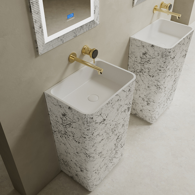 Wholesale Price Solid Surface Silver Pattern Freestanding Wash Basin TW-8686ZS