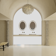 Factory Supply Quality Assurance Artificial Stone Silver Pattern Fluted Counter Top Wash Basin TW-8681AS