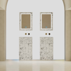 Wholesale Fashion Solid Surface Silver Pattern Rectangular Freestanding Bathroom Sink TW-8685ZS