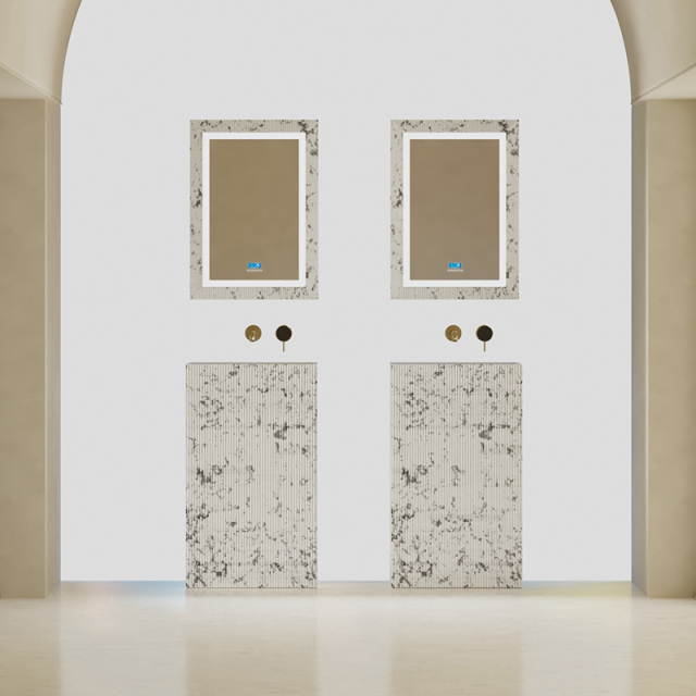 Wholesale Fashion Solid Surface Silver Pattern Rectangular Freestanding Bathroom Sink TW-8685ZS