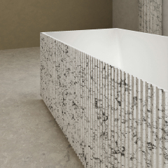 Hot Style Wholesale Freestanding Solid Surface Silver Pattern Flunted Rectangular Bathtub TW-8685S