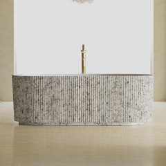 Quality Wholesale Unique Design Freestanding Solid Surface Silver Pattern Flunted Oval Bathtub TW-8681S