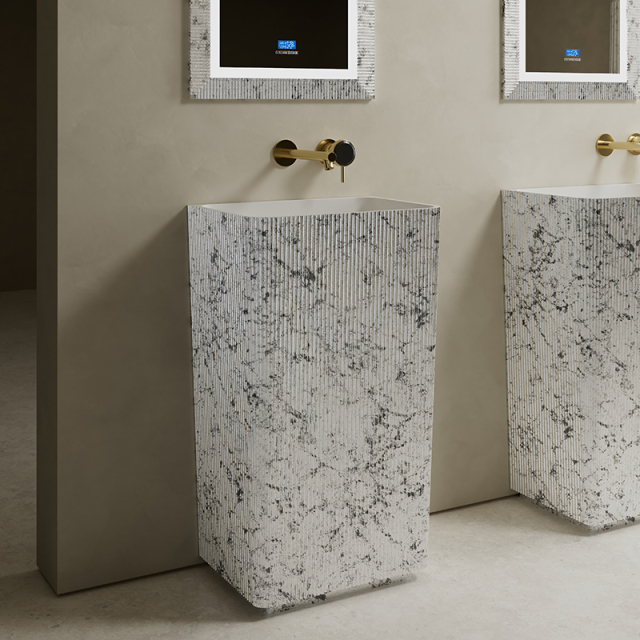 Wholesale Price Solid Surface Silver Pattern Freestanding Wash Basin TW-8686ZS