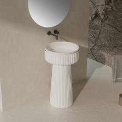 Hot Style Wholesale Solid Surface Fluted Freestanding Wash Basin XR-Z709
