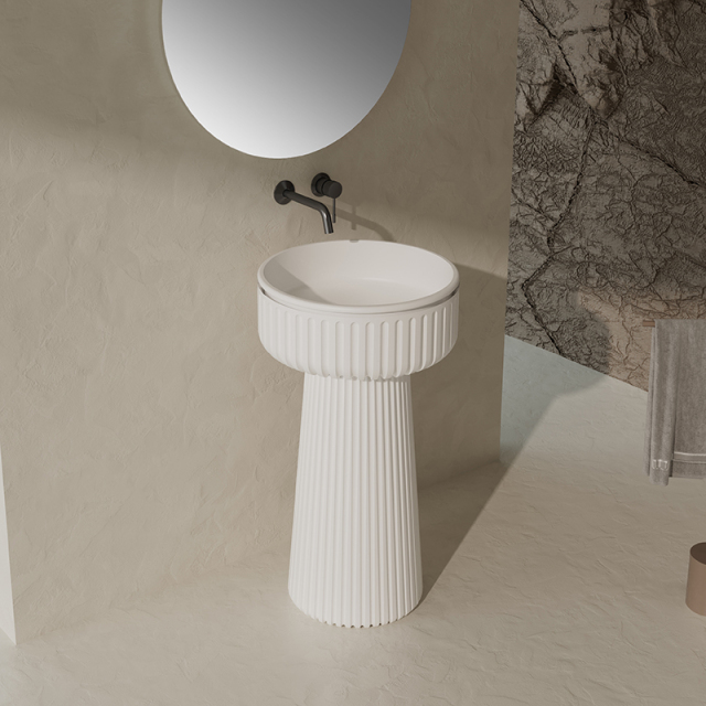 Hot Style Wholesale Solid Surface Fluted Freestanding Wash Basin XR-Z709