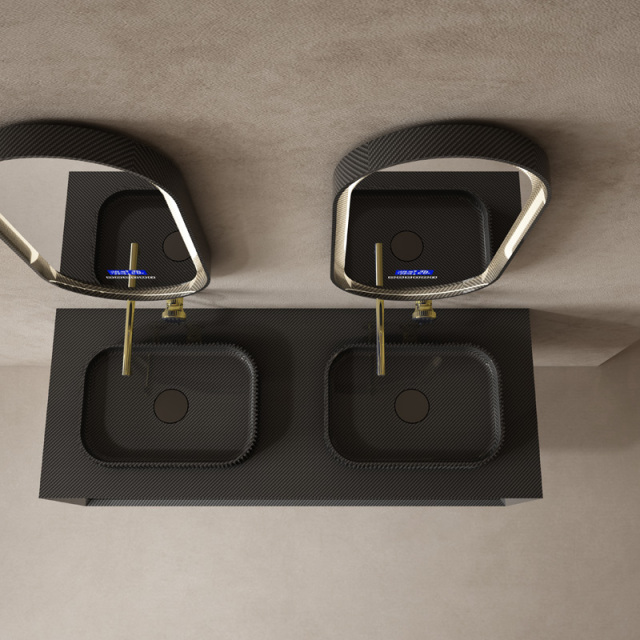 Wholesale Fashion Carbon Fiber Wall Mounted Bathroom Vanity Unit With Double Basins MC-V9990