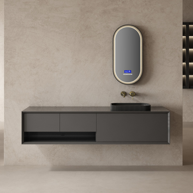 Wholesale High End Quality Carbon Fiber Wall Mounted Bathroom Cabinet Unit MC-V9996
