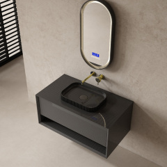 Factory Supply Quality Assurance Carbon Fiber Floating Bathroom Vanity Unit With Countertop Basins MC-V9980