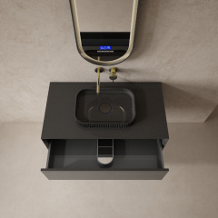 Factory Supply Quality Assurance Carbon Fiber Floating Bathroom Vanity Unit With Countertop Basins MC-V9980