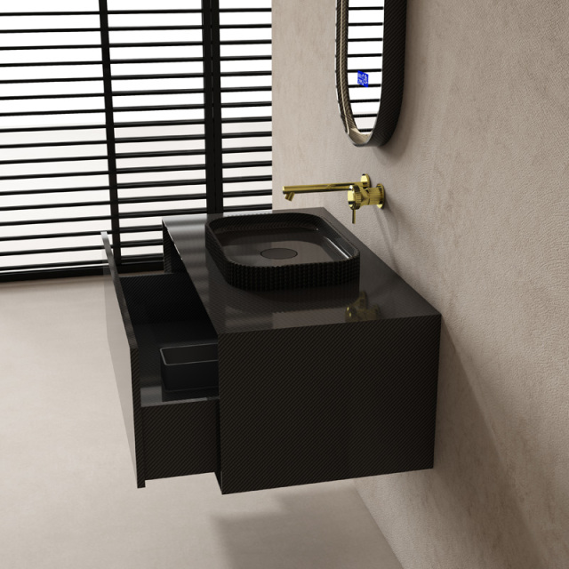 Quality Wholesale Unique Design Carbon Fiber Floating Bathroom Vanity Unit With Countertop Basin MC-V9981