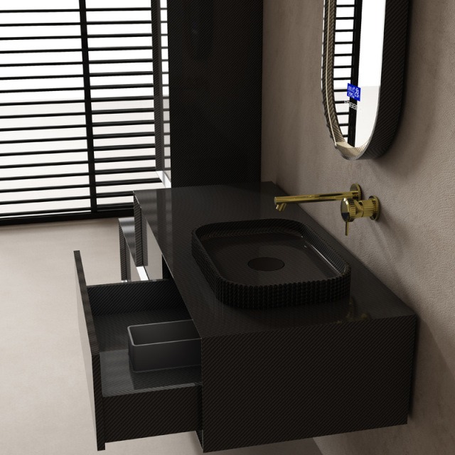 Wholesale Price Carbon Fiber Wall Mounted Bathroom Cabinet Unit With Side Cabinet MC-V9999