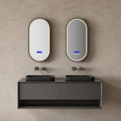 Wholesale Fashion Carbon Fiber Wall Mounted Bathroom Vanity Unit With Double Basins MC-V9990