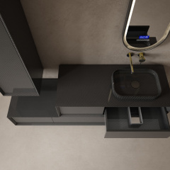 Wholesale Price Carbon Fiber Wall Mounted Bathroom Cabinet Unit With Side Cabinet MC-V9999