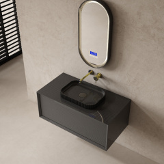 Quality Wholesale Unique Design Carbon Fiber Floating Bathroom Vanity Unit With Countertop Basin MC-V9981