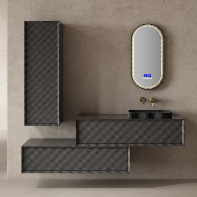 Wholesale Price Carbon Fiber Wall Mounted Bathroom Cabinet Unit With Side Cabinet MC-V9999